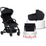 Bumprider Connect³ Bebek Arabası ve Portbebe Seti – Black | Yan Bakım Çantası Hediyeli - Grey Melange