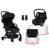 Bumprider Connect³ Black-Black Bebek Arabası & Connect TRN Grup 0+ Oto Koltuğu Black & Oto Koltuk Adaptörü