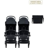 Bumprider Connect³ Black Black Ikiz Bebek Arabası ve Hediye Yan Bakım Çantası - Siyah - Standart