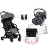 Bumprider Connect³ Black-Grey Bebek Arabası & Connect TRN Grup 0+ Oto Koltuğu Grey & Oto Koltuk Adaptörü