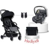 Bumprider Connect³ Black-Grey Melange Bebek Arabası & Connect TRN Grup 0+ Oto Koltuğu Grey & Oto Koltuk Adaptörü