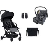Bumprider Connect³ Black Grey Melange Bebek Arabası ve Connect Trn Grup 0+ Grey Oto Koltuğu ve Oto Koltuk Adaptörü - Siyah - Gri Melanj - Standart