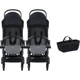 Bumprider Connect³ Black Grey Melange Ikiz Bebek Arabası ve Yan Düzenleyici Çanta Seti - Siyah - Standart