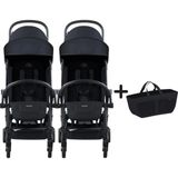 Bumprider Connect³ İkiz Bebek Arabası Black - Black & Yan Düzenleyici Çanta - Siyah