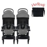 Bumprider Connect³ İkiz Bebek Arabası Black-Grey & Yan Bakım Çantası Hediyeli