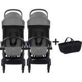 Bumprider Connect³ İkiz Bebek Arabası Black - Grey & Yan Düzenleyici Çanta - Gri