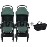 Bumprider Connect³ İkiz Bebek Arabası Black - Olive & Yan Düzenleyici Çanta - Siyah - Yeşil
