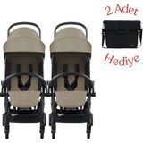 Bumprider Connect³ Ikiz Bebek Arabası Black - Sand & Yan Bakım Çantası Hediyeli - Kum