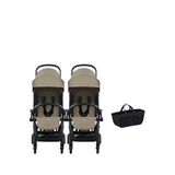Bumprider Connect³ İkiz Bebek Arabası Black - Sand & Yan Düzenleyici Çanta - Kahverengi