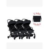 Bumprider Connect³ Üçüz Bebek Arabası Black - Black & Yan Bakım Çantası Hediyeli