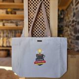 Bumudur Aksesuar Dada Kahve Parlak Fikir Coffee The Brıght Idea Baskılı Naturel Kanvas Bez Çanta Açık Sap Beyaz Cırt Cırtlı Suluk Tutuculu - Büyük - Büyük Baskı - 130-Krem Rengi
