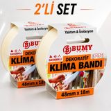 Bumy 2 Adet Dekoratif Klima Bandı 48 mm x 18 Metre Klima Boru Sarma ve Izolasyon Bant