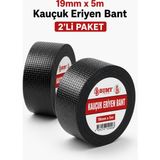 Bumy (2 Adet) Kauçuk Eriyen Bant 19MM x 5 Metre Kendinden Kaynayan Izolasyon Bandı Su Geçirmez Kablo Tamir ve Sızdırmazlık Bandtları