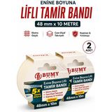 Bumy 2 Adet Lifli Tamir Bandı 48 mm x 10 Metre Şeffaf Cam Elyaf Takviyeli Güçlü Fiber Tamir Bandı