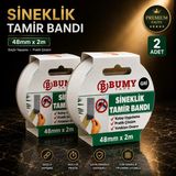 Bumy 2 Adet Sineklik Tamir Bandı Gri 48 mm x 2 Metre Kendinden Yapışkanlı Sineklik Onarım Bant