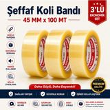 Bumy 3 Adet Ekonomik Set Şeffaf Koli Bandı 45 mm x 100 Metre Güçlü Yapışkanlı Dayanıklı Ambalaj Paketleme Bant