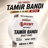 BUMY Beyaz Tamir İzolasyon Bandı 48 Mm X 10 Metre Genel Duct Tape Su Geçirmez Sızdırmazlık Takviye Bantları