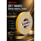 BUMY Çift Taraflı Köpük Montaj Bandı 19 mm x 20 METRE Güçlü Yapışkanlı Köpük Bantı Bantları