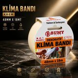 Bumy Dekoratif Klima Bandı Krem 48 mm x 18 Metre İzolasyon Bantı Bantları Klima Borusu