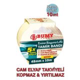 Bumy Enine Boyuna Lifli Tamir Bandı 48mm x 10m, Şeffaf, Elle Yırtılmaz, Kopmaz, 5 Kat Daha Güçlü