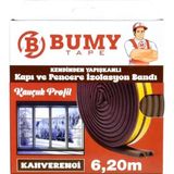 Bumy Kapı ve Pencere İzolasyon Bandı, 6.20mt, Kauçuk, D-Profil, Kahverengi
