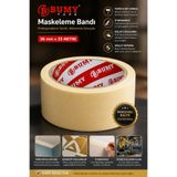 BUMY Maskeleme Boya Bandı 36 mm x 25 METRE İz Bırakmayan Dekoratif Kağıt Bantı Bantları