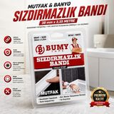 BUMY Su Geçirmez Banyo Mutfak Sızdırmazlık Bandı 38mm x 3,35 METRE Kendinden Yapışkanlı Küvet Kenar Bantı