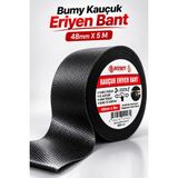 Bumy Tape Siyah Kauçuk Eriyen Bant 48 mm x 5 M Kendinden Yapışan Su Geçirmez Elektrik Izolasyon Band