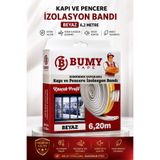 BUMY Yapışkanlı 6,2 Metre (BEYAZ) Kapı Pencere Bandı Fitili Soğuk Izolasyon Kauçuk Bantı Bantları