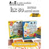 Bunbaza 2’li Zeka Kartı Temel 50 Meyve, Sebze ve Hayvanlar Kartı Flash Kart 100 Kart Meyve Sebze ve Hayvanlar - Ekonomik Set