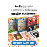 Bunbaza Zeka Kartları 50 Temel Meyve, Sebze, Hayvanlar ve Bebeğim Ne Görüyor Kart Seti Flash Kart - Yenidoğan Ekonomik Set