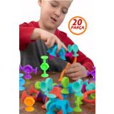 Bundeba 20 Parça Vantuzlu Vakum Molekül Yapı Silikon Taşları Popit Eğitici Oyuncak Squigz Puzzle Yapboz