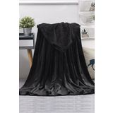 Bundeba Blanket Siyah Çift Kişilik Wellsoft Peluş Battaniye Polar Tv/dizi Battaniyesi 170x230