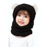 Bundeba Panda Çocuk Balaklava Kapüşonlu Peluş Bere Atkı Welsoft Boyunluk Rüzgar Geçirmez Kulaklı Şapka