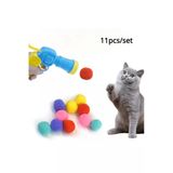 Bundeba Peluş Top Fırlatan Oyuncak Tabanca Kedi Oyuncağı 30 Adet Peluş Top