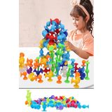 Bundeba Vantuzlu Vakum Molekül Yapı Silikon Taşları Popit Eğitici Oyuncak Squigz Lego Puzzle Yapboz (50'li)