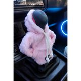 Bundeba Vites Süsü Pembe Balaklava Peluş Hoodie Kapüşonlu Araba Vites Topuz Süsü Oto Aksesuarı Vites Topuzu