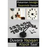 Bundera 3d Duvar Saati Duvara Yapışan Sticker Saat Kendinden Yapışkanlı Dekoratif Salon Mutfak Duvar Saati