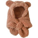Bundera Avis Çocuk Kapşonlu Peluş Bere Atkı Welsoft Boyunluk Rüzgar Geçirmez Kulaklı Şapka - 2 - 3 Yaş - Kahverengi