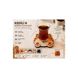 Bundera Kedi Temalı 6’lı Bardak Altlığı Seti – UV Baskı, 3mm MDF, Modern Dekor Tasarım