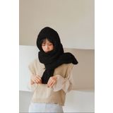 Bundera Kulaksız Scarf Siyah Balaklava Kapşonlu Kadın Peluş Bere Atkı Kadın Welsoft Rüzgar Geçirmez Şapka