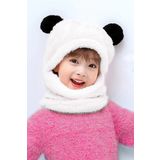 Bundera Panda Çocuk Balaklava Kapüşonlu Peluş Bere Atkı Welsoft Boyunluk Rüzgar Geçirmez Kulaklı 10-14Yaş