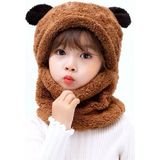 Bundera Panda Çocuk Kapşonlu Peluş Bere Atkı Welsoft Boyunluk Rüzgar Geçirmez Kulaklı Şapka - 3 - 6 Yaş - Kahverengi