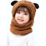 Bundera Panda Çocuk Kapüşonlu Peluş Bere Atkı Welsoft Boyunluk Rüzgar Geçirmez Kulaklı Şapka - 0 - 1 Yaş - Kahverengi