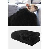 Bundera Peluş Evcil Kedi Minderi Yuvası Kulübesi Matı Örtüsü 60x90 cm Siyah Kedi Köpek Yatağı Battaniyesi