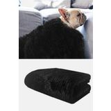 Bundera Peluş Siyah Kedi Köpek Yatağı Battaniyesi Evcil Kedi Minderi Kedi Kulübesi Matı Örtüsü 60x90 Cm