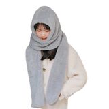 Bundera Scarf Welsoft Gri Polar Kapüşonlu Kulaklı Peluş Kadın Şapka