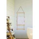 Bundera Towel Jüt Merdiven Ahşap Banyo Mutfak Havlu Askısı 5 Katlı Ahşap Ve Halat Havluluk