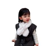 Bundera Woof Çocuk Atkı Peluş Kaşkol Rüzgar Geçirmez Polar Boyunluk Şalı (Beyaz)