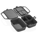 Bune Box 4 Bölmeli Taşınabilir Beslenme Kutusu - Yemek Saklama Kabı - Beslenme Çantası Desenli Lunchbox - Krem
